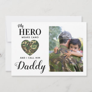 Militaire vader Mijn Hero draagt Camo Fathers Dag  Feestdagenkaart