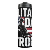 Militaire vader: soldaat, vlag, sterk thermosbeker (Voorkant)