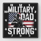 Militaire vader: soldaat, vlag, sterk vierkante klok (Voorkant)