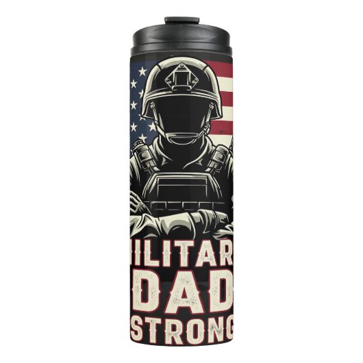 Militaire vader: sterk, vlag, heldhaftig thermosbeker (Voorkant)