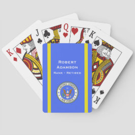 Militaire verdedigingsembleem en kleuren personali pokerkaarten