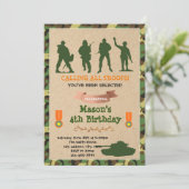 Militaire verjaardagsuitnodiging van het leger van kaart (Staand voorkant)