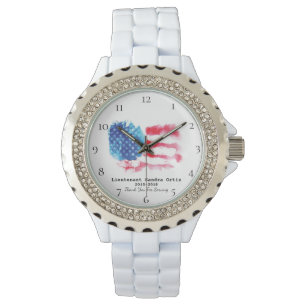 *~* Militaire Veteraan Mam Red White Blue VS vlag Horloge