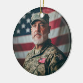 Militaire Veteraan Memorial Custom Foto en Tekst Keramisch Ornament (Links)