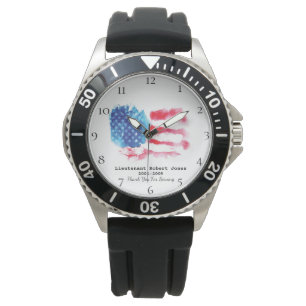 *~* Militaire Veteraan Rood Wit Blauw US Vlag Horloge