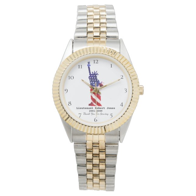 *~* Militaire Veteraan Rood Wit Blauw Vrijheid Horloge (Voorkant)
