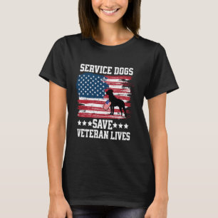 Militaire Veteran Service Hond Amerikaanse Vlag US T-shirt