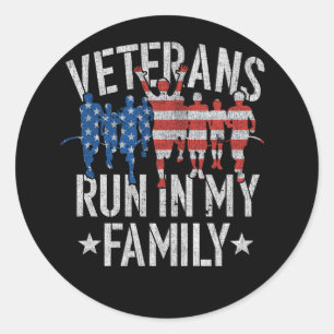Militaire veteranen rennen in mijn familie die Ame Ronde Sticker