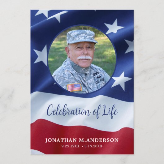 Militaire viering van het leven Amerikaanse vlag b Programmakaart (Voorkant)