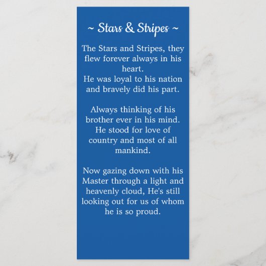 Militaire viering van het leven gebed Kaart Bladwi (Achterkant)