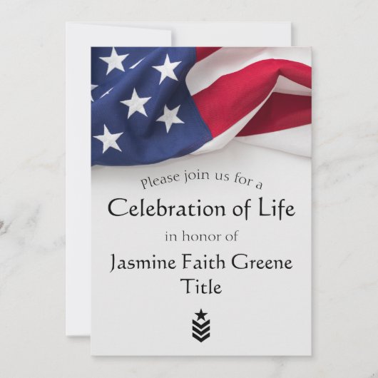 Militaire Viering van het Leven Service Amerikaans Kaart (Voorkant)