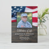 Militaire Viering van het Leven Vlag Begrafenispro Kaart (Staand voorkant)