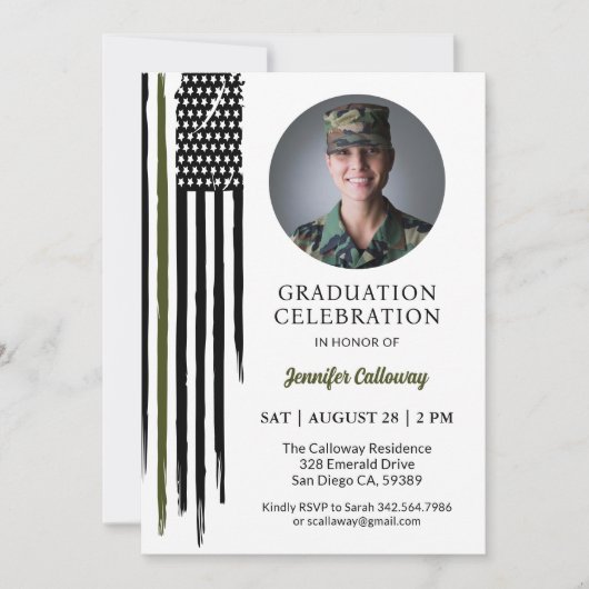 Militaire vlag, leger basisopleiding afstuderen kaart (Voorkant)