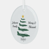 Militaire vliegtuig kerstboom, eenvoudige gewoonte glas ornament (Voorkant links)