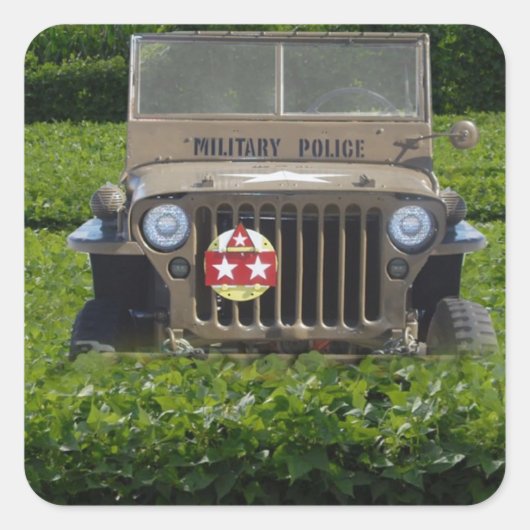 Militaire Voertuig Vierkante Sticker (Voorkant)