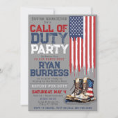 Militaire VS vlag GRIJZE INZET Afscheidsfeest Kaart (Voorkant)