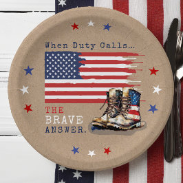 Militaire VS vlag laarzen RUSTIC gaan weg partij Papieren Bordje