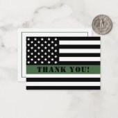 Militaire waardering van de dun groene lijn vlag notitiekaartje (Voorkant / Achterkant in situ)