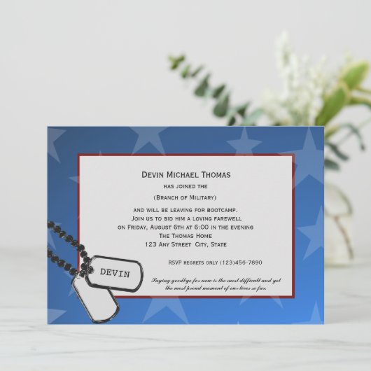 Militaire weg partij blauw en rood kaart (Staand voorkant)