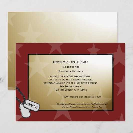 Militaire weg partij goud en rood kaart (Voorkant / Achterkant)