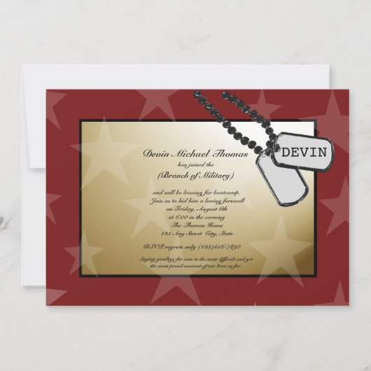 Militaire weg partij goud en rood kaart (Voorkant)