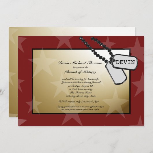 Militaire weg partij goud en rood kaart (Voorkant / Achterkant)