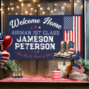 Militaire Welkom Thuis Amerikaanse Vlag Laarzen Pa Spandoek