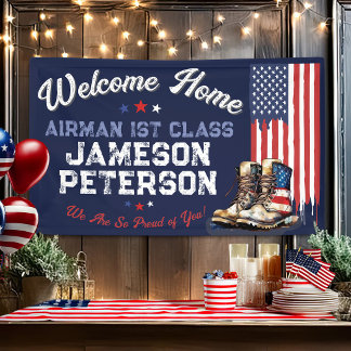 Militaire Welkom Thuis Amerikaanse Vlag Laarzen Pa Spandoek