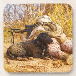 MILITAIRE WERKHOND VS BIER ONDERZETTER