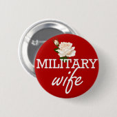 Militaire witte roos ronde button 5,7 cm (Voorkant /achterkant)