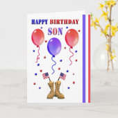 Militaire zoon Verjaardag Kaart (Gele Bloem)