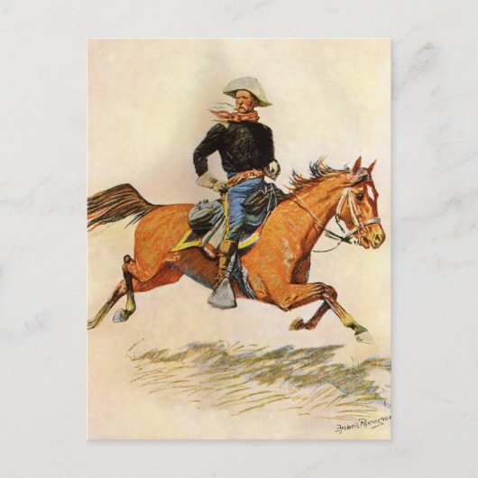  militairen, Cavalerie Officier Remington Briefkaart (Voorkant)