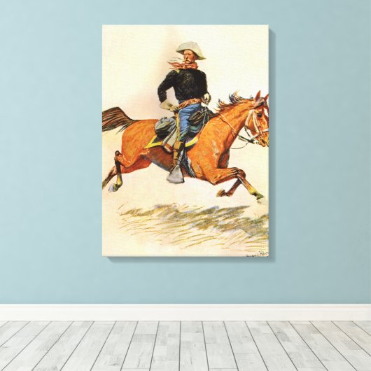  militairen, Cavalerie Officier Remington Canvas Afdruk (Insitu (Houten vloer))