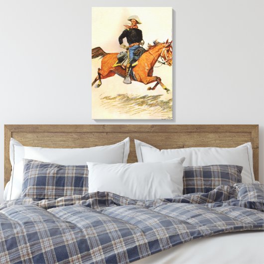 militairen, Cavalerie Officier Remington Canvas Afdruk (Insitu (Slaapkamer))