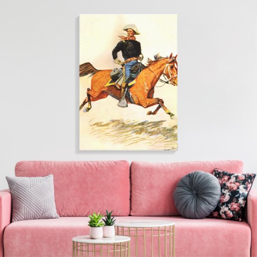  militairen, Cavalerie Officier Remington Canvas Afdruk (Insitu (Woonkamer))