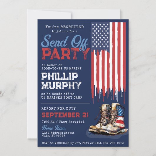 Militairen sturen Amerikaanse vlag boots party weg Kaart (Voorkant)