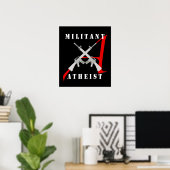 Militant Atheïst zwart poster (Thuiskantoor)