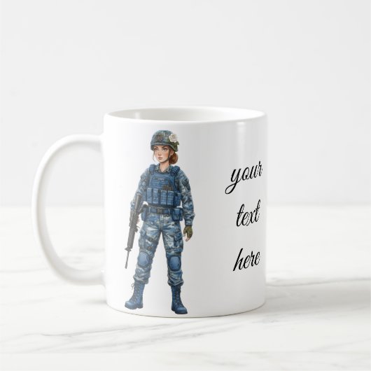 militar girl quote editable koffiemok (Links)