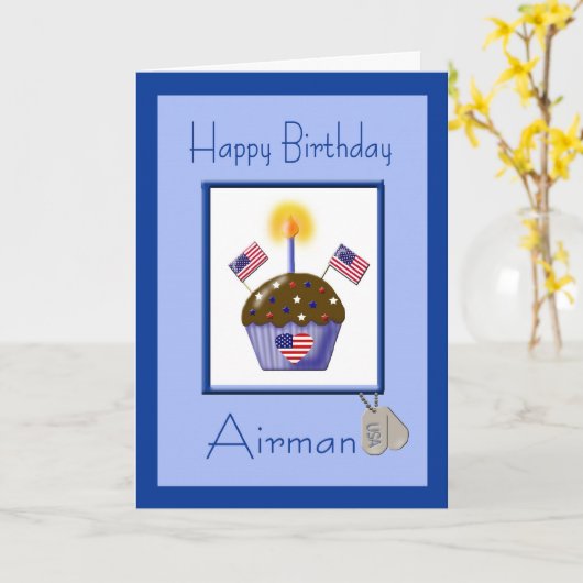 Military Airman Birthday Kaart (Gele Bloem)