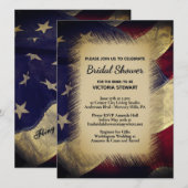 Military American Flag Bridal Shower Invitation Kaart (Voorkant / Achterkant)