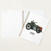 Military cruiser motorcycle cartoon illustration planner (Display)