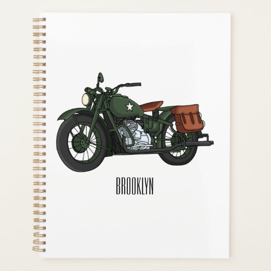 Military cruiser motorcycle cartoon illustration planner (Voorkant)