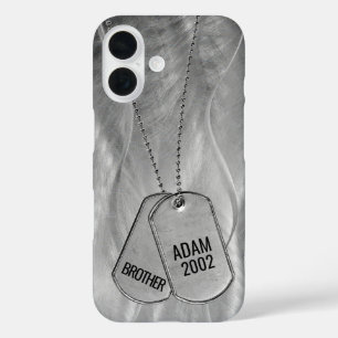 Military Dog Tags Abstract metaal iPhone 16 Hoesje