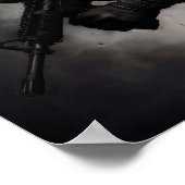 Military Female American Flag Smoke Ink Monochrome Poster (Hoek)