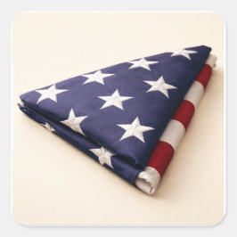 Military Folded American Flag Patriotic Vierkante Sticker