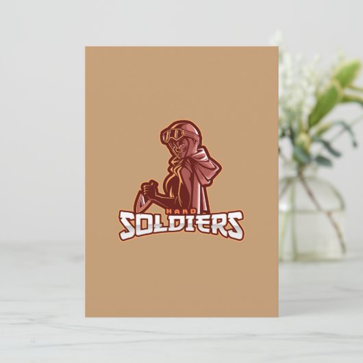 Military Gaming Emblem | Heroic Warrior Logo Kaart (Staand voorkant)