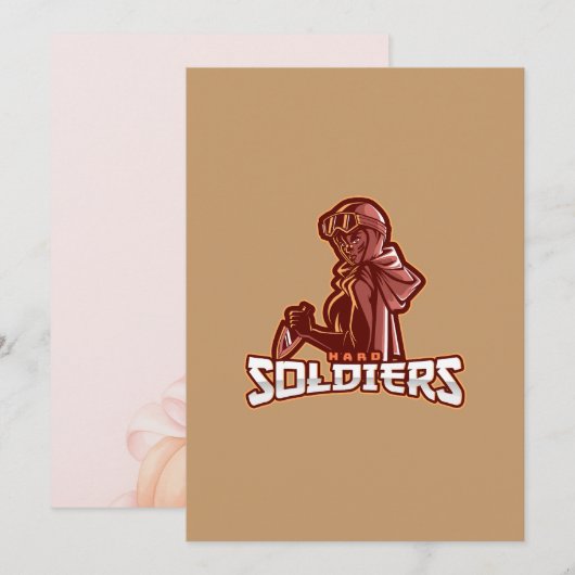 Military Gaming Emblem | Heroic Warrior Logo Kaart (Voorkant / Achterkant)