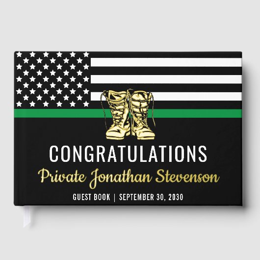 Military Graduation Thin Green Line Flag Army Gastenboek (Voorkant)