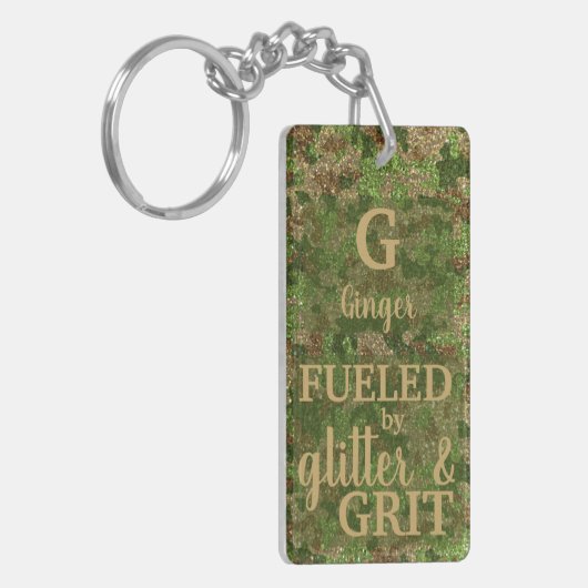 Military Green Camouflage Glitter Camo Name Sleutelhanger (Voorkant Links)