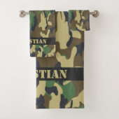 Military Green Camouflaged Pattern Personalized Bad Handdoek (Insitu)